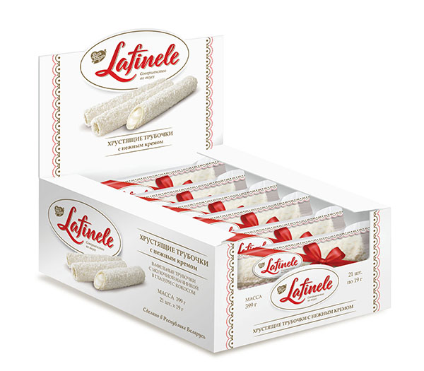 Лафинель- Вафельные трубочки с молочной начинкой в глазури (16,5 г*21*6)